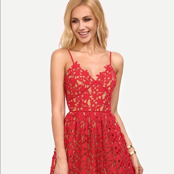 Fun & flirty red lace dress perfect for anything! - Picture 3 of 5